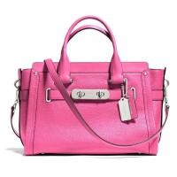 ราคา กระเป๋าถือ Coach แท้ รุ่นหรูที่สุด หนังแท้ หนังนิ่ม มีสายยาว สีหายาก ไซส์ใหญ่ มีหมุดที่ฐาน COACH 34408 SWAGGER 32 IN PEBBLE LEATHER BAG (1368042262)