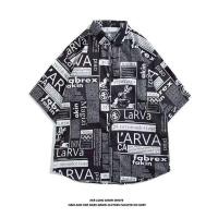 ราคา FAWORK เสื้อเชิ้ตผู้ชาย แขนสั้นลายหนังสือพิมพ์ แนวเกาหลี ผ้านิ่มนุ่ม (14636365975)