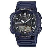 ราคา Casio นาฬิกาเรซิ่นดิจิตอลอนาล็อกมาตรฐานน้ำเงินสำหรับผู้ชาย AEQ110W 2A (16594592220)