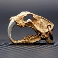 ราคา Handmade WONDROUS Saber toothed Cat Skull เขี้ยวทำจากเงิน กระโหลกทำจากทองเหลือง พวงกุญแจ สร้อยคอ 35 25 12mm (16501775769)