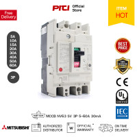 ราคา MITSUBISHI NV63 CV 3P 30mA เซอร์กิตเบรคเกอร์กันดูด ป้องกันไฟรั่ว ELCB 100 240V (20465106856)