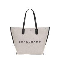 ราคา 2023 spot genuine Longchamp Dama logo roseau series double sided logo canvas foldable waterproof Tote shopping bag (19720716658)