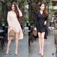 ราคา เดรสสั้น คอปกสูท แขนยาว กระโปรงแต่งปีก ชุดสูท ชุดทำงาน ทรงสุภาพ เสื้อผ้าแฟชั่น 11344 (16980317226)