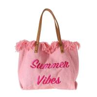ราคา กระเป๋าสะพายข้าง Summer vibes กระเป๋าผ้าลายสาน กระเป๋าสะพายลายสาน มี 5 สี จำนวน 1 ใบ กระเป๋าผ้าแบบสะพายข้าง ผ้าลายสาน ปักตัวอักษรสีเข้ากันกับสีกระเป๋า สามารถใส่โน้ตบุ๊กหรือแทปเลตได้ สีสันสดใส (1955726