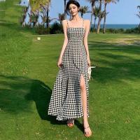 ราคา GFเดรสสายเดี่ยว ชุดเดรสกระโปรง ฮาวด์สทูธ เดรสสายเดี่ยวแขนกุดลายสก็อต ชุดเที่ยวผับ เดรสสวยๆ ชุดเที่ยวทะเล2022 (20556767287)