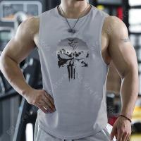ราคา Men Fitness Tank Tops Summer Singlets Running Sport Sleeveless T Shirt Skull Print Sportswear Gym Vest Quick Dry Mens Clothes (20146185407)
