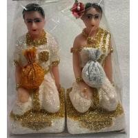 ราคา ตุ๊กตาชายหญิงคู่ ขนาดใหญ่ ตั้งศาล บูชาศาล เครื่องศาล เครื่องตั้งศาล 6 cm X 6 cm X 14cm สีเขียว ขาว (406324067)