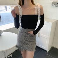 ราคา เสื้อยืดสายเดี่ยวเเขนยาว เสื้อลูกไม้เกาหลี ใหม่ไหล่แขนยาวลูกไม้ เสื้อแขนยาวเปิดไหล่งานสวยลูกไม้เเต่งสาย (17517912026)