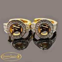 ราคา Inspire Jewelry ต่างหู Design ฝังเพชรสวิส ขา Lock งานจิวเวลลี่ หุ้มทองแท้ 24K ขนาด 1 2 CM สวยหรู (4733488136)
