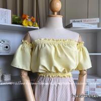 ราคา พร้อมส่ง 13 สี ปาดไหล่แขนสั้น ครอปเปิดไหล่ เสื้อปาดไหล่แขนสั้น สม็อคปาดไหล่ (20724512664)