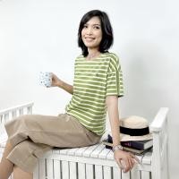 ราคา PORTLAND เสื้อยืดแขนสั้นลายทาง สีเขียว Short Sleeves Striped Tee with Detail Green (20908667211)