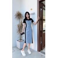 ราคา Sawa Store ชุดเดรนผ้ายีนส์ ดีเทลผ้ายืดสีดำ (20891313496)