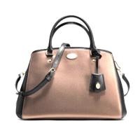 ราคา กระเป๋าถือ Coach แท้ หนังแท้ ฟอกแบบกันรอยขีดข่วน ทรงถังยอดนิยม ใบใหญ่ COACH 35923 BICOLOR METALLIC CROSSGRAIN LEATHER MARGOT CARRYALL BAG Bronze สีบรอนซ์ (12155064)