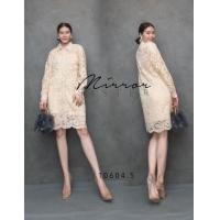ราคา ป้าย Mirrorsister 10604 5 เดรสเชิ้ตผ้าลูกไม้ มาพร้อมสายเดี่ยวตัวยาวสีเนื้อ ชายหยักๆ ใส่ได้บ่อยหลากหลายโอกาส (18254114905)
