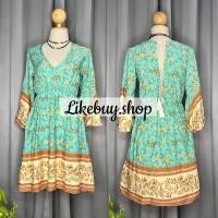 ราคา มินิเดรสผูกหลัง เดรสสั้นพิมพ์ลายสไตล์โบฮีเมี่ยน (20599719167)