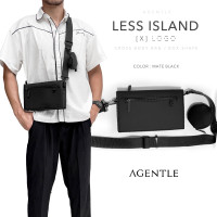 ราคา AGENTLE LESS ISLAND กระเป๋าสะพายข้างครอบสบอดี้ผู้ชาย ทรงกล่อง สีดำด้าน xโลโก้ เรียบๆ (20677064222)