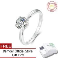 ราคา BAMOER 1 0CT เพชรโมอีสทรงกลม18K แหวนชุบทองสำหรับผู้หญิง D สี VVS1หมั้น925เงินสเตอร์ลิง MSR044 (21051923090)