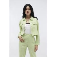 ราคา ESP เสื้อแจ็คเก็ตทรงครอปลายกราฟิก ผู้หญิง สีเขียว Graphic Cropped Jacket 5786 (17910700005)