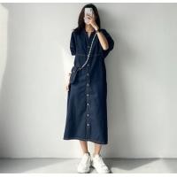 ราคา ชุดเดรสยีนส์ยาว กระดุมหน้า ผ้ายีนส์กระโปรงยาว ชุดเดรสยาว (17417744506)