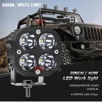 ราคา ไฟสปอร์ตไลท์ รถยนต์ LED ไฟตัดหมอก 12V 24V 4LED 40W วัต สําหรับรถยนต์ รถจักรยานยนต์ สีเหลือง สีขาว (19818479785)