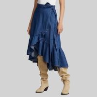 ราคา Sale Polo Ralph Lauren กระโปรงผู้หญิง Skirt Ruffled Chambray Wrap Skirt รุ่น WMPOSKTNDR20078 สีฟ้า (20878520393)