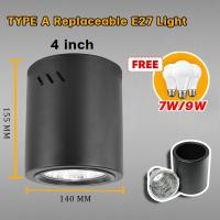 ราคา โคมไฟดาวน์ไลท์ ติดลอย โคมไฟดาวน์ไลท์ ติดลอยเกี่ยวกับขั้ว E27 Downlight LED โคมดาวน์ไลท์ติดลอย ทรงกลม ขั้ว E27 สีดำ 3 5นิ้ว 4นิ้ว ทรงกลมเเละเหลี่ยม (20893146770)