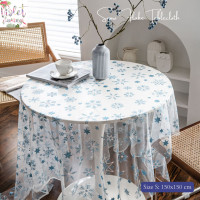 ราคา Violet Flamingo ผ้าปูโต๊ะสีขาวโปร่งลายดอกไม้สีสดใส วัสดุเป็นตาข่ายปักลายดอกไม้ Polyester Fiber ขนาด 150x150 cm (20479192611)