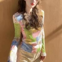 ราคา ZARA Summerเสื้อยืดคอกลมแขนยาวผ้ายืดซีทรู (17997208267)