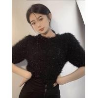 ราคา เสื้อท็อปแขนสั้น ขนมิ้ง ขนนกฟูๆ น่ารักมาก สไตล์เกาหลี คอกลม ผ้าดีมีซับใน ใส่สบาย (21234102274)