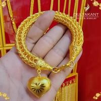 ราคา สร้อยข้อมือ เศษทองคำแท้ ลายสี่เสากลม จี้หัวใจ หนัก 10 บาท ไซส์ 6 8 นิ้ว 1 เส้น ZR405 (18446776489)