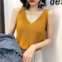 ราคา CHOSMO เสื้อผ้าผู้หญิง คุณภาพดีสวมใส่สบาย เสื้อแขนกุดไหมพรม เสื้อกล้ามผ้ายืด คอวี (18645458796)