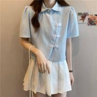 ราคา เสื้อโปโลแขนสั้นมีกระดุมสำหรับผู้หญิงเสื้อเอวลอยฤดูร้อน (17939410585)