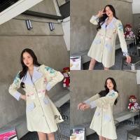 ราคา เดรสเกาหลี ทรงความเบเซอร์เบาๆ ปกผ้าทวิตสีครีม รับกับตัวเดรสสีครีมชีลเค้ก ดีไซน์ทรงสวยมากๆค่ะเข้าเอวกระโปรงระบาย (21104989875)