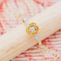 ราคา พร้อมส่ง แหวนดอกกุหลาบเพชรแท้ เพชรเบลเยี่ยมคัต น้ำ100 ทองคำแท้9K ทอง37 5 9KPRB143 (20940783436)