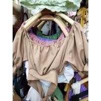 ราคา เสื้อครอปผูกโบว์หลัง เสื้อครอปแขนตุ๊กตา เสื้อครอป (16069090184)