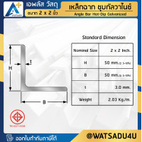 ราคา เหล็กฉาก มอก ชุบกัลวาไนซ์ Angle Bar HDG ขนาด 50x50 มม (12948138288)