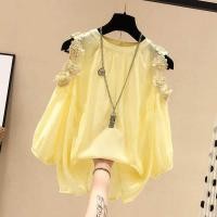 ราคา เสื้อชีฟองเปิดไหล่สีเหลืองแขนสั้นผู้หญิงฤดูใบไม้ผลิและฤดูร้อนปี 2022 ใหม่สไตล์เกาหลีแฟชั่นหลวมเสื้อเชิ้ตผู้หญิง (15230824241)