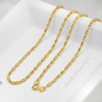 ราคา สร้อยคอเงินแท้ 92 5 Italy ชุบทอง 24k ลายปล้องอ้อยตัดลาย SS Slide (19760147374)
