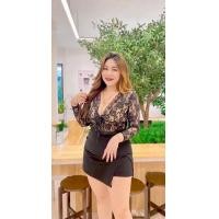 ราคา NT651 ชุดเซ็ทเสื้อลูกไม้มีซับผูกอก กระโปรงกางเกงสาวอวบ งานตามหาสุดแซ่บบบ (21184781951)