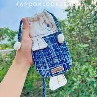ราคา กระเป๋าหูรูด กระเป๋าปลา งานแฮนด์เมด ผ้าย้อมคราม แมชท์ชุดมินิมอล น่ารักมากกก กระเป๋าใส่โทรศัพท์ ห้อยคอ (20628096490)