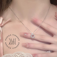 ราคา สร้อยคอทองคำขาว แฟชั่นผู้หญิง สร้อยคอเงิน เครื่องประดับน่ารัก สร้อยคอพร้อมจี้ R1673 (20821119823)