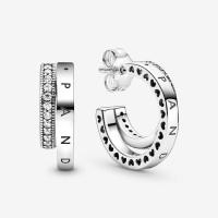 ราคา 925 Sterling Silver Pavé Double Hoop Earrings Two Circle Zircon Stud Earring Jewelry For Women (21020716416)