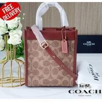 ราคา กระเป๋าสะพาย งาน SHOP Coach MINI CASHIN TOTE IN SIGNATURE CANVAS C5277 (18291020799)