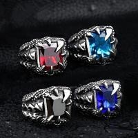 ราคา ผู้ชายVINTAGEแฟชั่นสีน้ำเงินเข้ม สีฟ้า สีดำ สีแดงzirconกรงเล็บมังกรแหวน (1939096728)