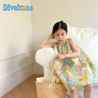ราคา Girls Dress Summer New Children Fashion Oil Painting Dresses Baby Girls Floral Print Clothing Toddler Sleeveless Tank Top Skirt (19886065482)