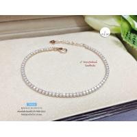 ราคา สร้อยข้อมือเงินแท้92 5 ชุบสีทอง หนา 1 ไมครอน ประดับเพชร cz รอบวง Free size 6 7 3 เรือนเงินแท้92 5 (9727786635)