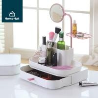 ราคา HomeHuk กล่องเก็บเครื่องประดับ กล่องใส่เครื่องสำอางค์ มีลิ้นชักในตัว พร้อมกระจก ที่ใส่แปรงแต่งหน้า ที่เก็บเครื่องสำอางค์ ที่ใส่เครื่องสำอางค์ กล่องใส่แปรงแต่งหน้า ชั้นวางเครื่องสําอาง Makeup Organizer