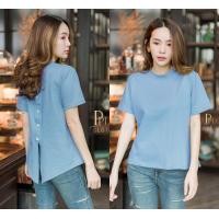 ราคา PployClothing เสื้อคอกลม ผ่าหลัง แต่งกระดุมหลังเรียบเก๋ ผ้าหนานุ่ม ไม่ร้อน เสื้อคอกลม เสื้อยืดคอกลม เสื้อผ่าหลัง (20317913063)