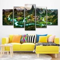 ราคา ธรรมชาติ Scenery ภาพ 5 ชิ้นภูเขา Terraced Field ผ้าใบวาดภาพงานศิลปะสำหรับตกแต่งบ้าน ไร้กรอบ (20685588652)