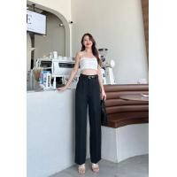 ราคา จัดส่งเร็ว WT06 รุ่นเบสิค กางเกงกระบอกกลาง ผ้าไมโคร กางเกงขายาวผู้หญิง กางเกงเอวสูงผู้หญิง กางเกงใส่ทำงานผู้หญิง กางเกงขายาว ผู้หญิง (19808348384)